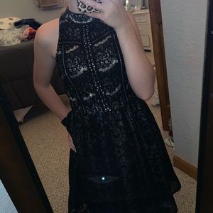 Sparkly Black Above The Knee Halter Formal Dress